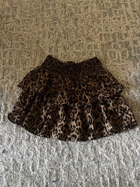 Subdued Tiered Leopard Print Skater Skirt